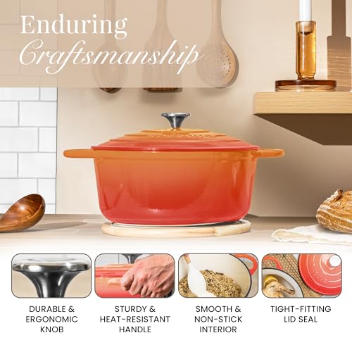 Cast Iron Dutch Oven with Lid (Orange / 7.3-Quart - Deep)