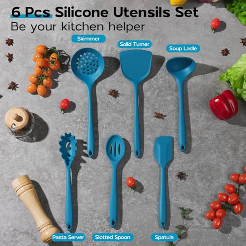 Silicone Cooking Kitchen Utensils Set (Navy Blue)