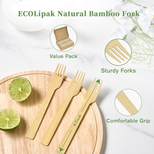 300 Count Disposable Compostable Bamboo Forks for Party (forks)