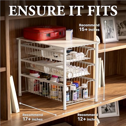 Stackable 3 Tier Sliding Basket Organizer Drawer (3-tier / White)