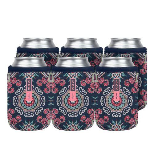 CanSok 6 Pack Sleeve for Beer & Soda Insulated Neoprene Cover (Floral Burst / 12oz Can Sleeve - 6 Pack)