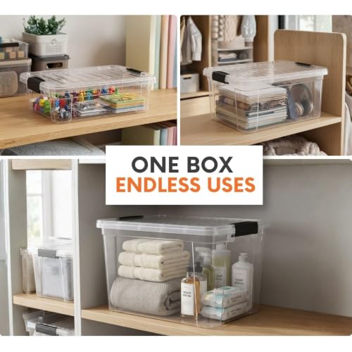 13.7 Qt Clear Plastic Storage Bins with Lids and Latches (17.5" x 12" x 5.25")