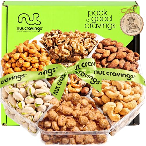 Mixed Nuts Gift Basket + Green Ribbon