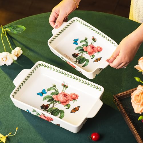 ONCCI In Glaze Ceramic Baking Dish Set of 2 (Pink Rose)