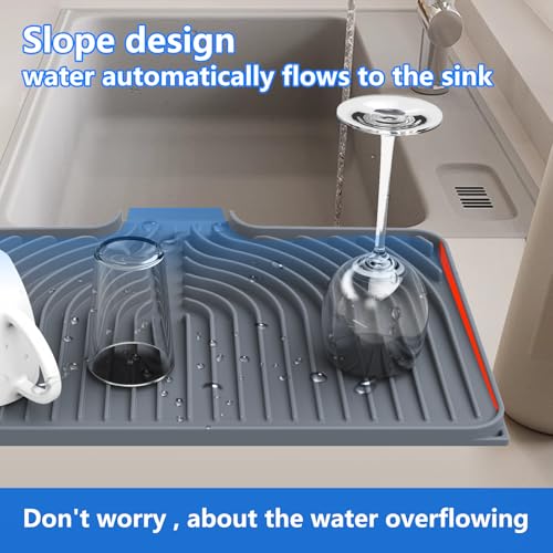 Dish drying mats for kitchen counter (18"×12" / Gray)