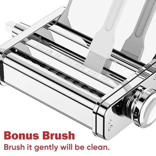 3-in-1 Pasta Attachment for KitchenAid Stand Mixers, Roller & Cutter (Metallic Silver)