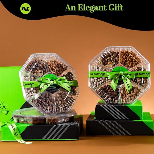 Mixed Nuts Gift Basket + Green Ribbon