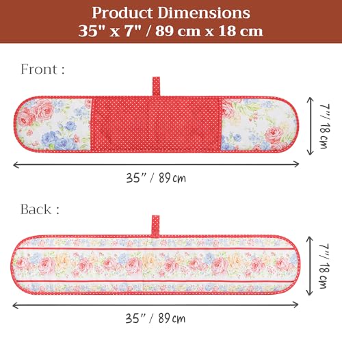 Double Oven Mitts 100% Cotton Double Oven Glove (006 - Vintage Floral / 7" x 35" (Double Oven Mitt))