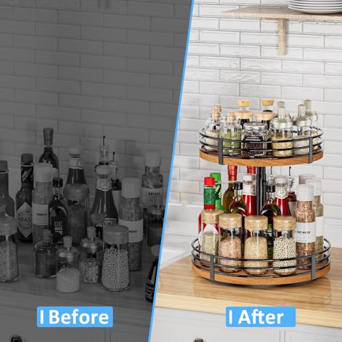 Lazy Susan Turntable Organizer Adjustable (12 inch 2 Tier)