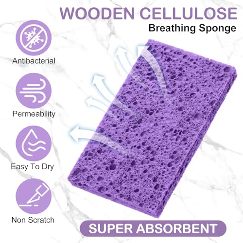 100 Pcs Sponges Bulk Sponges Kitchen Compressed Sponge (Purple)