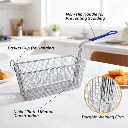 4 Pack Commercial Deep Fryer Baskets with Front Hooks