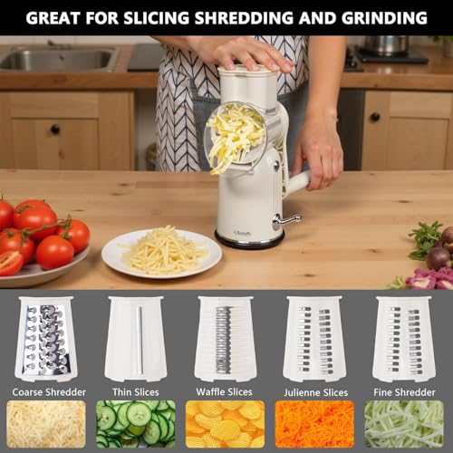 Rotary Cheese Grater with Handle (White)