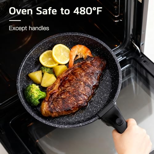 Pots and Pans Set Non Stick (Dark Gray / 17PCS-Big Size)