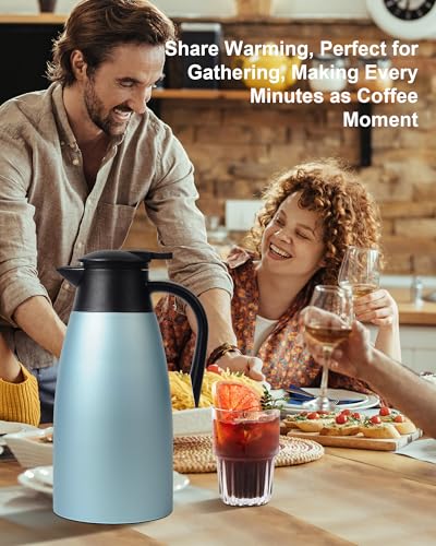 70 OZ Updated Thermal Coffee Carafe for keeping hot (Blue / 2× 70 Ounces)