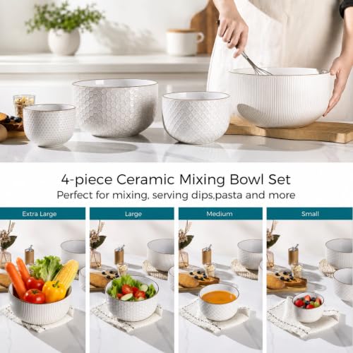 Ceramic Mixing Bowls Set of 4 (Off-White / Set of 4)