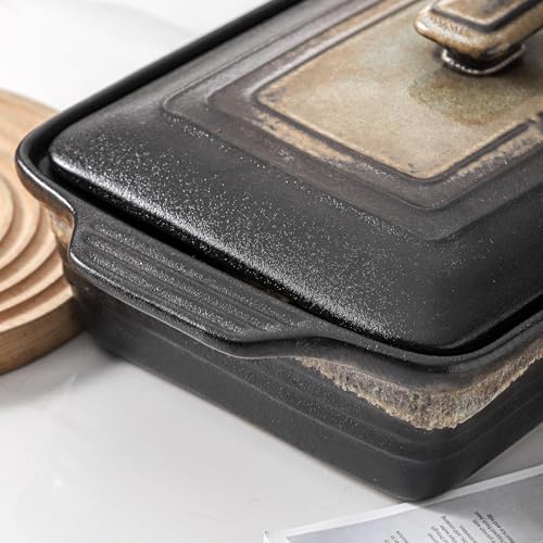 Ceramic Casserole Dish with Lid (Rough Black)