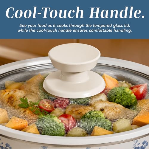 2QT Mini Electric Round Slow Cooker (Floral Blue / 2 Quarts)