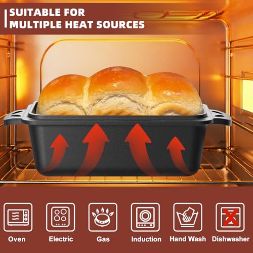 9×5 Inch Cast Iron Loaf Pan with Lid (2 Count)