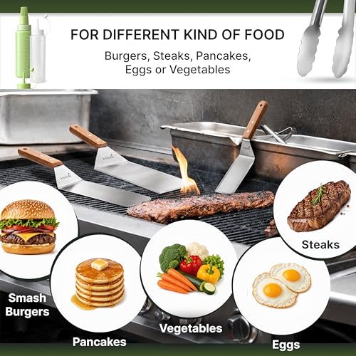 Metal Spatula Set (Wooden handle set + tongs and bottles)