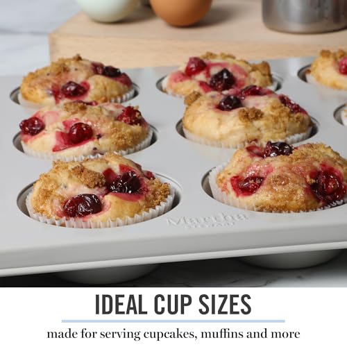 Gallen 12 Cup Nonstick Carbon Steel Muffin and Cupcake Pan (Cool Gray / 12 Cup Muffin Pan)