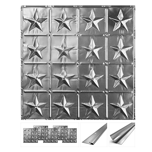 Tin Backsplash [5 (Pattern #36 Americana Star / Brushed Satin Nickel)