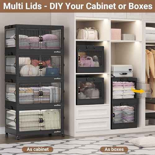 600Qt Stackable Storage Bins with 5 Lids (Black / 120Qt-5Pack)