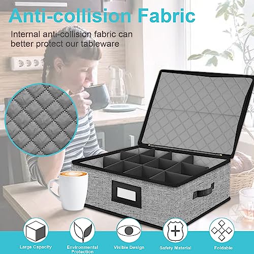2PACK Quilted Mug Cup Storage Box (2 Pack Box for Cups and Mugs Quilted Hard Shell)