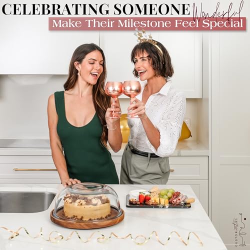 Cheers to You Birthday Wine Glass with Engraved Vintage Quote (All Ages Birthday / Rose Gold)