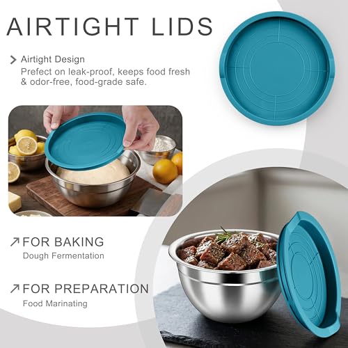Mixing Bowls with Airtight Lids (Teal Blue / Airtight Lids)
