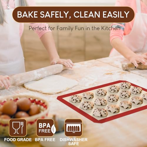 Silicone Baking Mats 3 Pack (3pcs: Red)