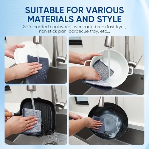Non Scratch Wire Dishcloth (10pcs Double Layer Silver / 9.05x10.6-10PACK)
