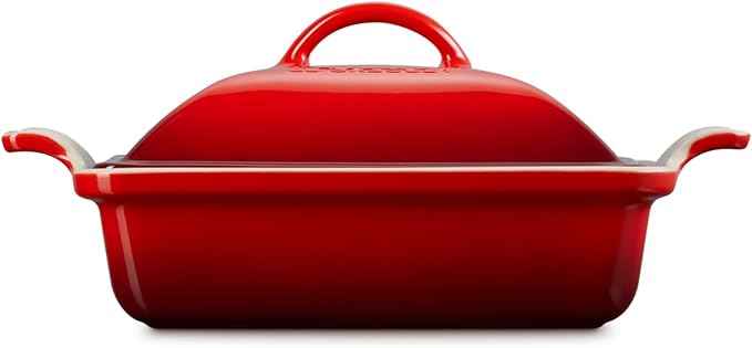 Le Creuset Stoneware Heritage Shallow Square Casserole, 2qt. (9”), Cerise