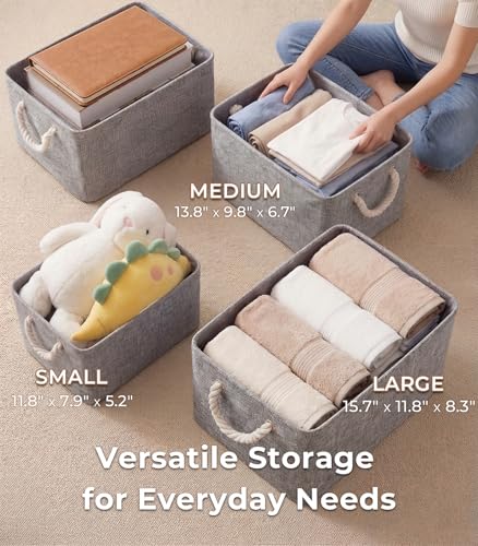 Storage Bins for Shelves (Grey / Small -11.8Lx7.9Wx5.2H)