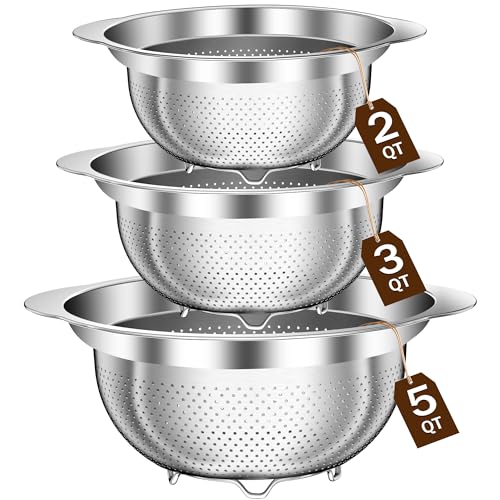 Stainless Steel Colander for Kitchen (3 Count)