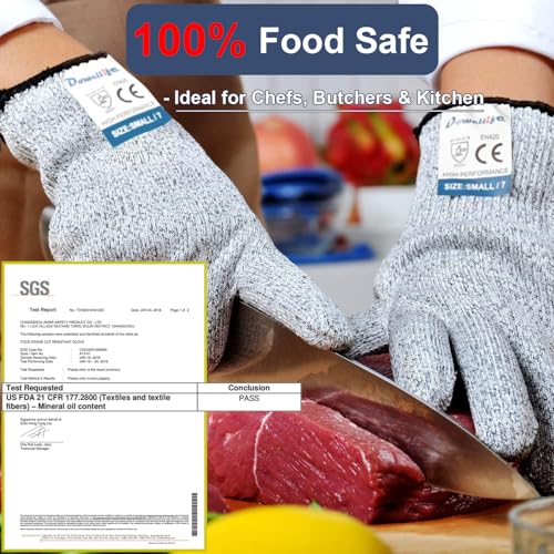 Cut Resistant Gloves Food Grade Level 5 Protection (12 Count)