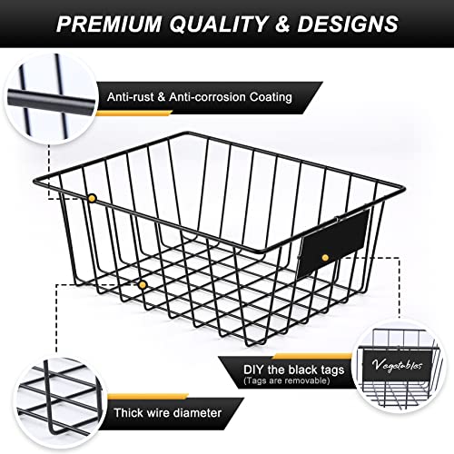 8 Pack Wire Storage Baskets for Organizing with Removable Tags (Small-8 Pack)
