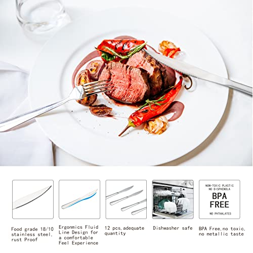16 Piece Steak Knife and Dinner Fork Set for 8 (8.1-9.3Inches Steak Set 16P)