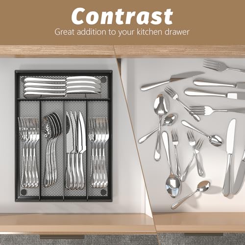 Mesh Silverware Tray for Drawers (Black / 9.3"*12.6")