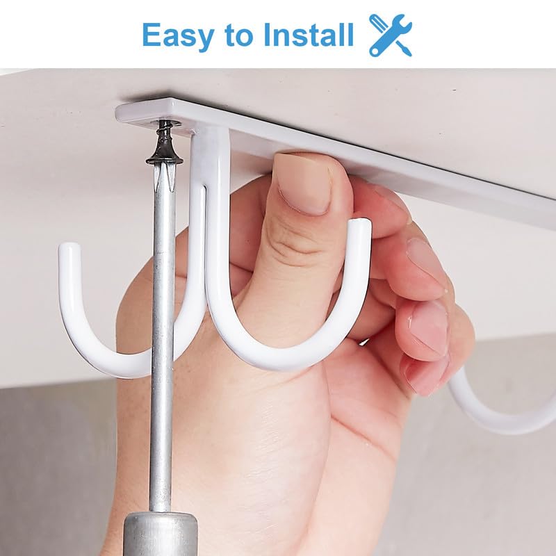 Mug Rack Under Cabinet (White / 2 Pack)
