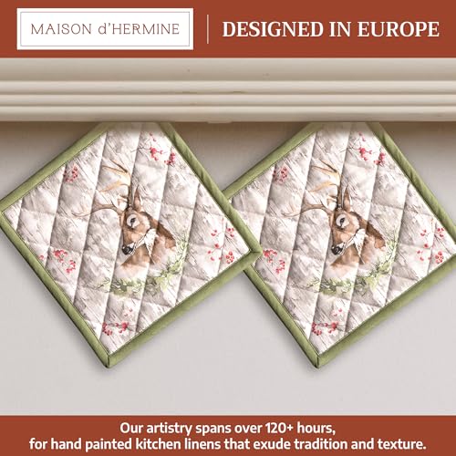 Pot Holders 100% Cotton Potholders (091 - Mountain Life / 8" x 8" (Pot Holder Pack of 2))