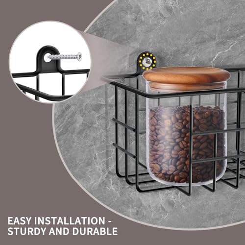 Wall Mounted Spice Rack Organizer (Black 2-Pack)