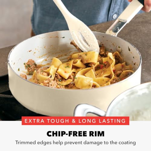X Bobby Flay 16 Piece Ceramic Nonstick Cookware Set (16 Piece Cookware Set / Cream)