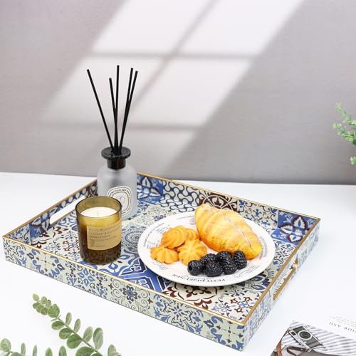 Decorative Serving Tray with Handles (Sp3040re1 / 16" x 12" x 1.6")