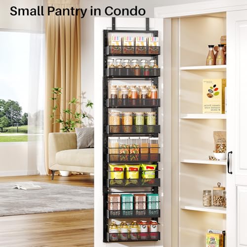 8 Tiers Narrow Over the Door Organizer (Black / 12.3" W x 4.7" D x 69" H)