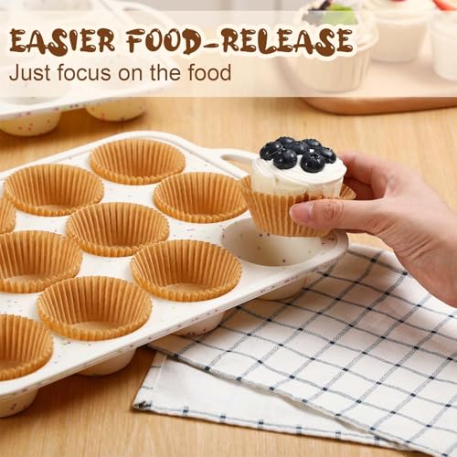 2 Silicone Muffin Pans with 200 Liners (12-cup Regular)
