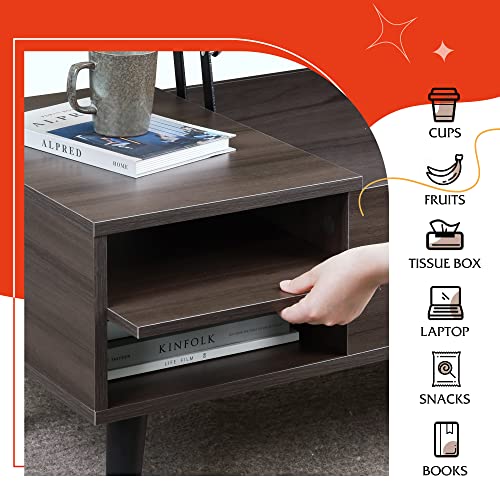 Lift Top Coffee Table with Hidden Storage (Ash_black / 39" with Shelf)