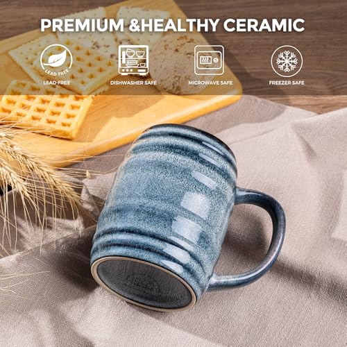 20oz Large Coffee Mugs Set of 4 (Blue Horizon / Set of 4(20oz))