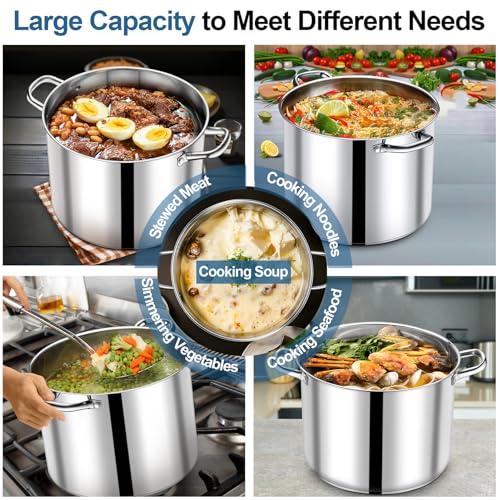 16 QT Stainless Steel Stock Pot with Lid (16 Quarts)