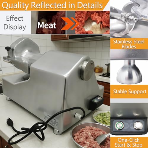 110V Commercial Food Processor Electric Food Cutter Meat Vegetable Chopper Grinder Machine with 5.5L Capacity for Vegetables Fruits Meat Grains Peanut Ginger Garlic