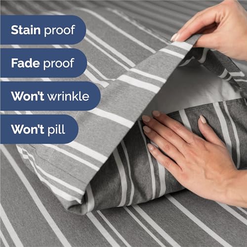Split King Size 5 Piece Sheet Set (41 - Grey Stripes 3 / Split King Size)